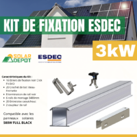 Kit de fixation ESDEC 3kW – 2 rangées de 3 panneaux 500W Full Black – Portrait